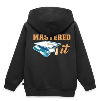 Master Diplôme d’études supérieures Master - Sweat Premium à capuche enfant bio - noir - Dos - AI Model Kid Male (0cm)