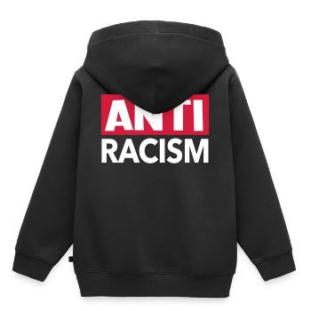 Anti racism - shirt anti racisme - Sweat Premium à capuche enfant bio - noir - Dos - AI Model Kid Male (0cm)