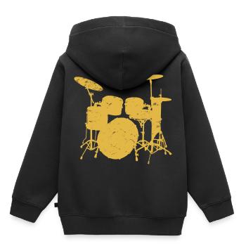 Vintage Retro Pop Art Drummer Gufts.Drumming Kit. - Kids Premium Organic Hoodie - black - Back - AI Model Kid Male (0cm)