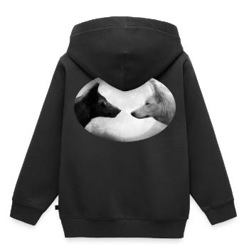 loup - Sweat Premium à capuche enfant bio - noir - Dos - AI Model Kid Male (0cm)