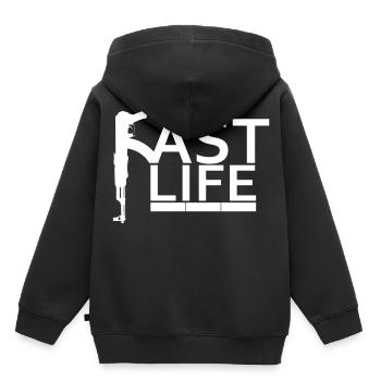 Fast Life - Kinder Premium Organic Hoodie - Schwarz - Hinten - AI Model Kid Male (0cm)
