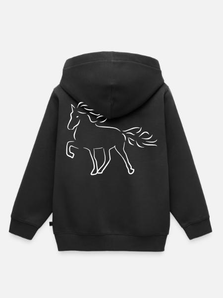 Islandpferd - Kinder Premium Organic Hoodie - Schwarz