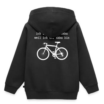 Ich fahre ohne akku weil ich der akku bin Fahrrad - Kinder Premium Organic Hoodie - Schwarz - Hinten - AI Model Kid Male (0cm)