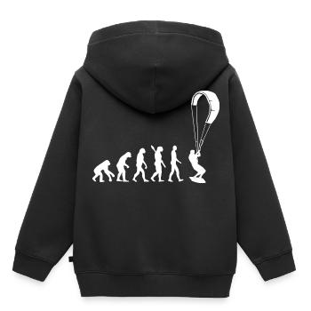 Kitesurf - Evolution de l’Homme, Darwin - Sweat Premium à capuche enfant bio - noir - Dos - AI Model Kid Male (0cm)