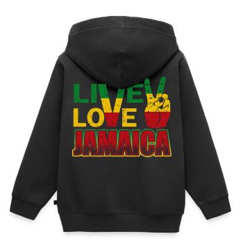 Jamaïque Amour Jamaïque - Sweat Premium à capuche enfant bio - noir - Dos - AI Model Kid Male (0cm)