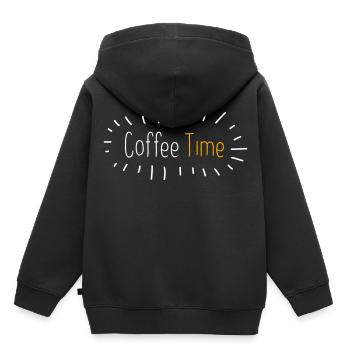 Café cadeau chemise cadeau, idée cadeau - Sweat Premium à capuche enfant bio - noir - Dos - AI Model Kid Male (0cm)