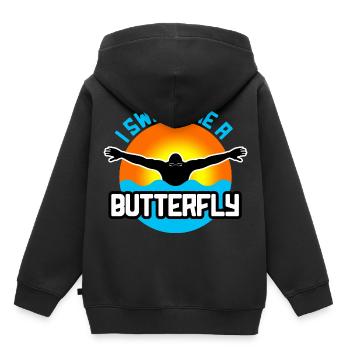 Natation Brasse Nageur - Sweat Premium à capuche enfant bio - noir - Dos - AI Model Kid Male (0cm)