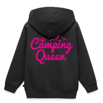 Camping Queen Krone Berg - Kinder Premium Organic Hoodie - Schwarz - Hinten - AI Model Kid Male (0cm)