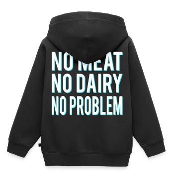 Kein Fleisch keine Molkerei kein Problem Veganer - Kinder Premium Organic Hoodie - Schwarz - Hinten - AI Model Kid Male (0cm)