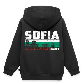 Sofia Bulgarie - Sweat Premium à capuche enfant bio - noir - Dos - AI Model Kid Male (0cm)