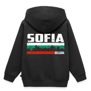 Sofia Bulgarie - Sweat Premium à capuche enfant bio - noir - Dos - AI Model Kid Male (0cm)