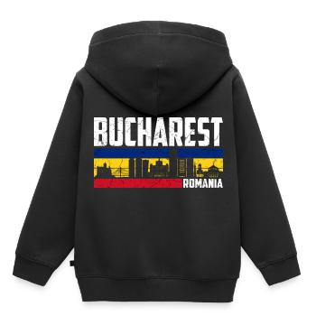 Bukarest Rumänien - Kinder Premium Organic Hoodie - Schwarz - Hinten - AI Model Kid Male (0cm)