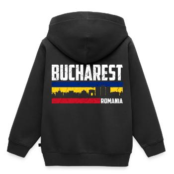 Bukarest Rumänien Stadt Rumänisch Bucharest - Kinder Premium Organic Hoodie - Schwarz - Hinten - AI Model Kid Male (0cm)
