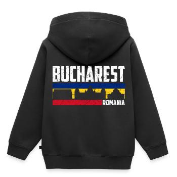 Bukarest Rumänien Stadt Rumänisch Bucharest - Kinder Premium Organic Hoodie - Schwarz - Hinten - AI Model Kid Male (0cm)