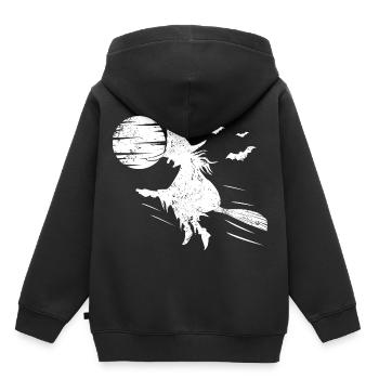 Hexe Hexenbesen Halloween Vollmond - Kinder Premium Organic Hoodie - Schwarz - Hinten - AI Model Kid Male (0cm)