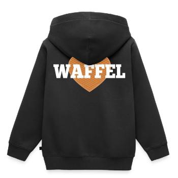 Waffel Love Herz - Kinder Premium Organic Hoodie - Schwarz - Hinten - AI Model Kid Male (0cm)