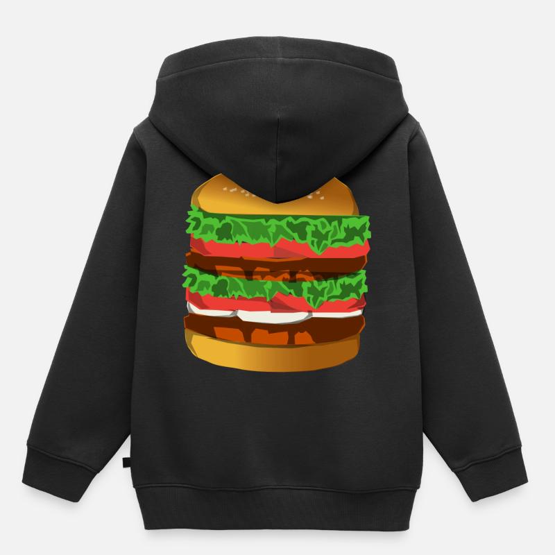 hamburger - Sweat Premium à capuche enfant bio - noir