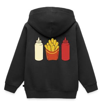 Pommes Ketchup Mayo - Kinder Premium Organic Hoodie - Schwarz - Hinten - AI Model Kid Male (0cm)