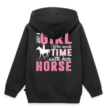 cheval - Sweat Premium à capuche enfant bio - noir - Dos - AI Model Kid Male (0cm)