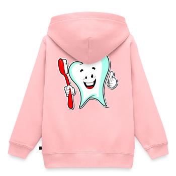 zahn - Kinder Premium Organic Hoodie - Rosa - Hinten - AI Model Kid Female (0cm)