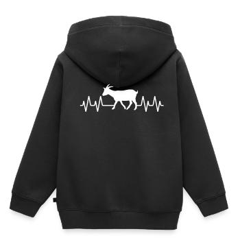 battement de coeur de chèvre - Sweat Premium à capuche enfant bio - noir - Dos - AI Model Kid Male (0cm)