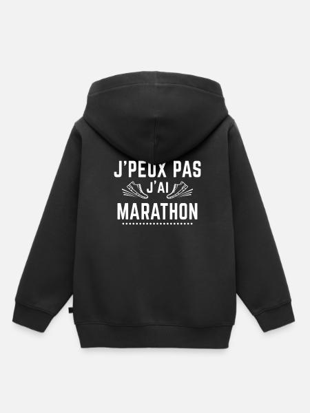 J'peux pas j'ai marathon - Sweat Premium à capuche enfant bio - noir