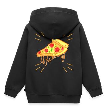 Pizza - Kinder Premium Organic Hoodie - Schwarz - Hinten - AI Model Kid Male (0cm)