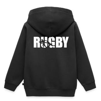 rugby - Sweat Premium à capuche enfant bio - noir - Dos - AI Model Kid Male (0cm)