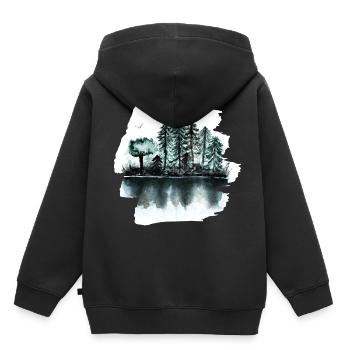 forêt - Sweat Premium à capuche enfant bio - noir - Dos - AI Model Kid Male (0cm)