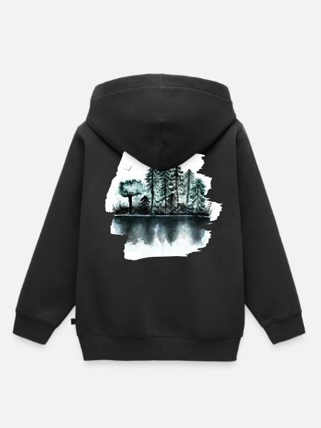 Wald - Kinder Premium Organic Hoodie - Schwarz