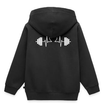 Langhantel Hantel Herzschlag - Kinder Premium Organic Hoodie - Schwarz - Hinten - AI Model Kid Male (0cm)