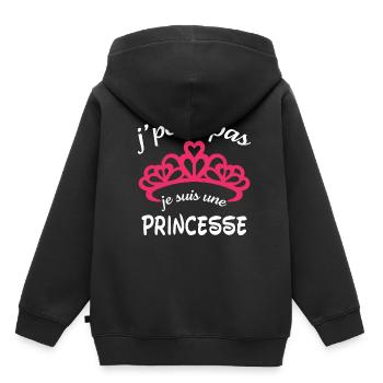 t-shirt J'peux pas je suis une princesse - Sweat Premium à capuche enfant bio - noir - Dos - AI Model Kid Male (0cm)