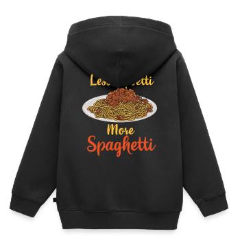 Plus de spaghettis amateurs de pâtes - Sweat Premium à capuche enfant bio - noir - Dos - AI Model Kid Male (0cm)
