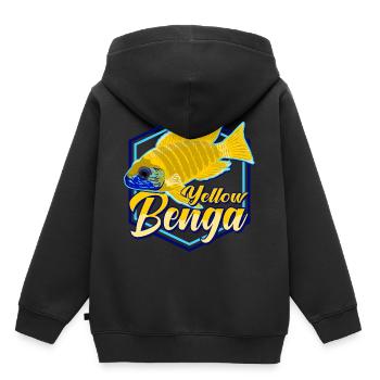 Buntbarsch Yellow Benga Malawi Aquarium Zierfisch - Kinder Premium Organic Hoodie - Schwarz - Hinten - AI Model Kid Male (0cm)