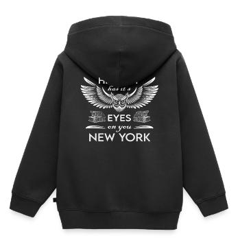 New York - L'histoire a les yeux rivés sur vous - Sweat Premium à capuche enfant bio - noir - Dos - AI Model Kid Male (0cm)