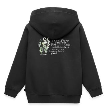 Crois que les miracles t’arrivent - poème Rilke - Sweat Premium à capuche enfant bio - noir - Dos - AI Model Kid Male (0cm)