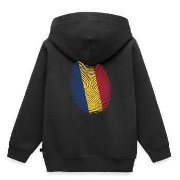Romania Romanian fingerprint Romanian flag - Kids Premium Organic Hoodie - black - Back - AI Model Kid Male (0cm)