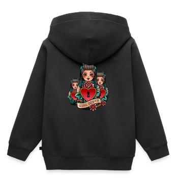 Poupée Matriochka Russie Babushka - Sweat Premium à capuche enfant bio - noir - Dos - AI Model Kid Male (0cm)