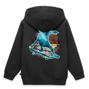 Junges Skateboard - Kinder Premium Organic Hoodie - Schwarz - Hinten - AI Model Kid Male (0cm)