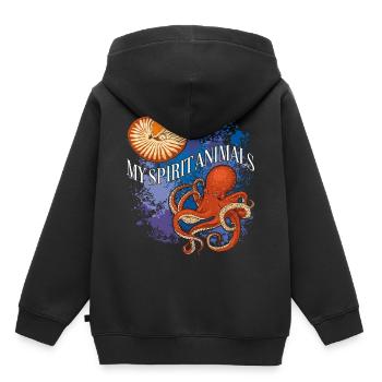 Nautilus and octopus are my favorite animals - Kids Premium Organic Hoodie - black - Back - AI Model Kid Male (0cm)