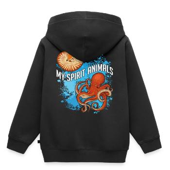 Nautilus and octopus are my favorite animals - Kids Premium Organic Hoodie - black - Back - AI Model Kid Male (0cm)