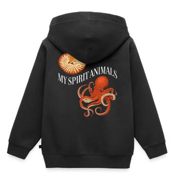 Nautilus und Oktopus sind meine Lieblingstiere - Kinder Premium Organic Hoodie - Schwarz - Hinten - AI Model Kid Male (0cm)