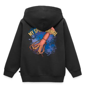 Kalmar Riesenkalmar auf Farbklecksen - Kinder Premium Organic Hoodie - Schwarz - Hinten - AI Model Kid Male (0cm)