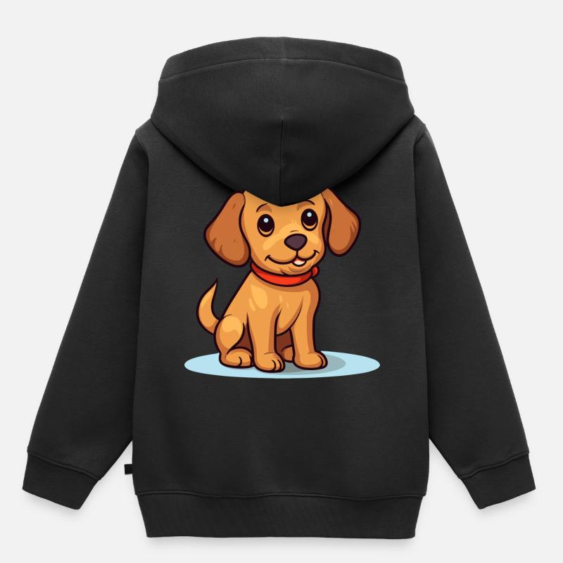 Conception de chien mignon pour les propriétaires de chiens - Sweat Premium à capuche enfant bio - noir