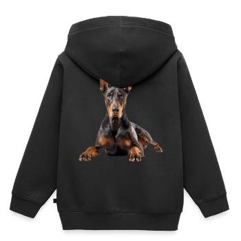 Doberman - Sweat Premium à capuche enfant bio - noir - Dos - AI Model Kid Male (0cm)
