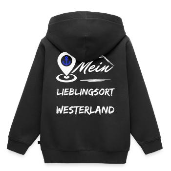 Westerland, mon endroit préféré, l’île préférée de Sylt - Sweat Premium à capuche enfant bio - noir - Dos - AI Model Kid Male (0cm)