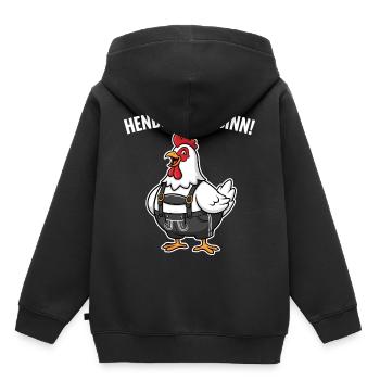 Hendl-Wahnsinn ! - Kinder Premium Organic Hoodie - Schwarz - Hinten - AI Model Kid Male (0cm)