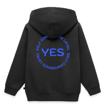NIVEAU DE CONFIANCE EN SOI OUI bleu - Sweat Premium à capuche enfant bio - noir - Dos - AI Model Kid Male (0cm)