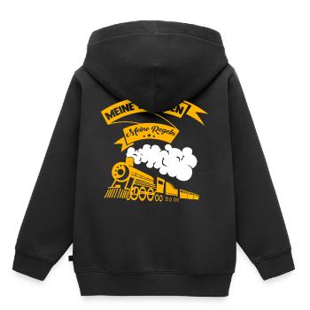 Meine Schienen meine Regeln Modelleisenbahn - Kinder Premium Organic Hoodie - Schwarz - Hinten - AI Model Kid Male (0cm)