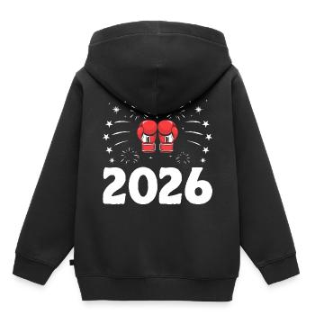 Nouvel An 2026 Boxer Sports Force Gym Athlète - Sweat Premium à capuche enfant bio - noir - Dos - AI Model Kid Male (0cm)